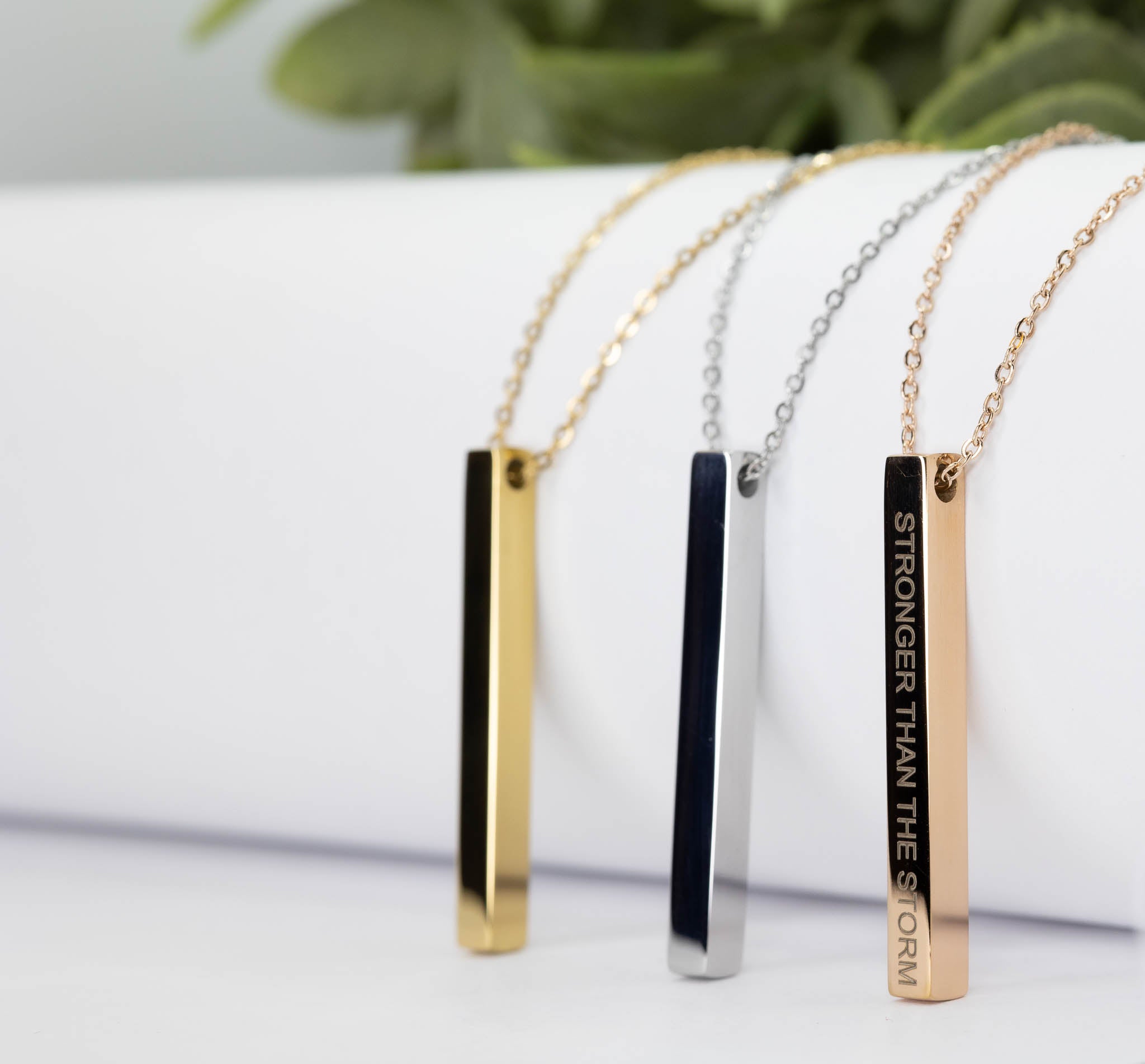 Buy Lovely Personalized Pillar Bar Necklace, Custom Name Plate Necklace,  Anniversary Gifts for Girlfriend Online in India - Etsy